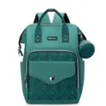 Eleganter grüner Wickelrucksack aus Segeltuch mit gestepptem Herzmuster und kleiner Tasche - Dunkelgrün