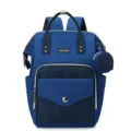 Blauer Windelrucksack aus Canvas mit gesteppter Tasche und kleinem Rundbeutel - Blau