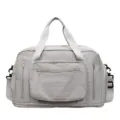 Light grey large capacity travel bag for gym and business trips with shoulder strap - Gray