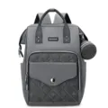 Stilvoller grauer Wickelrucksack aus Canvas mit gestepptem Herzmuster und kleiner Tasche - Grau
