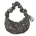 Chic metallic grey bubble pleated cloud bag, Korean style ruffled hobo shoulder bag for women - One Size / Plum Metallic Gray
