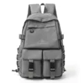 Zaino scolastico grigio di grande capacità con design tattico multi-tasche - Taglia unica / Grigio