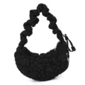 Elegant black bubble pleated cloud shoulder bag with ruffled strap for women's fashion - One Size / Plum Blossom - Black