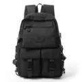 Zaino nero capiente per studenti con tasche multiple e cinghie con fibbia frontali - Taglia unica / Nero