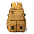 Zaino scolastico giallo senape grande capacità con logo MK MAKALIREN e diverse tasche - Taglia unica / Giallo