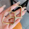 Matte gold square hoop earrings with geometric oversized design for fashion-forward women - Geometric Rounded Square (E0517) / 4.50cm / Matte Gold