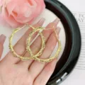 Luxury large gold-plated round hoop earrings encrusted with sparkling rhinestone crystals - Rhinestone C-Hoop Style (E0207) / 4.50cm / Gold