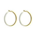 Large gold-plated hoop earrings with white enamel finish for a minimalist chic look. - Enamel Hoop Style (E3782) / 4cm / Gold White