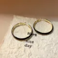 Large gold-plated hoop earrings with elegant black enamel dripping detail - Enamel Hoop Style (E3782) / 4cm / Gold Black