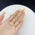 Textured gold-tone oversized geometric hoop earrings with a metallic finish for women - Geometric Textured Hoop Style (E2553) / 4.50cm / Gold