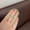 Glamorous large gold double hoop earrings with delicate rhinestone inlay for fashion - Double Layer Rhinestone Hoop Style (E3189) / 4.50cm / Gold