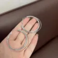 Silver-colored geometric double hoop earrings with pavé set sparkling rhinestones - Double Layer Rhinestone Hoop Style (E3189) / 4.50cm / Silver