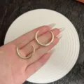 Elegant minimalist thick gold hoop earrings for women with a classic C-shape design - C-Shape Thick Line Style (E4731) / 3cm / Gold