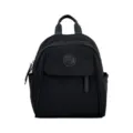 Trendiger modischer lässiger schwarzer leichter Mini-Rucksack für Damen mit Bären-Logo - Schwarz (1036) / Schwarz
