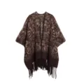 Poncho châle chaud automne hiver marron élégant avec motif de peinture à l'encre - Hauts / 120x140cm / Paisley Marron