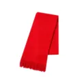 Elegant solid bright red knitted winter scarf featuring classic soft tassel fringe detailing - 155X18+4CM / Red