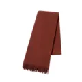 Elegant autumn winter solid rust red knitted scarf with decorative fringe tassels detail - 155X18+4CM / Coffee