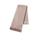 Zachte gebreide effen sjaal met franje kwastjes in een elegante oudroze mauve finish - 155X18+4CM / Havermoutkleur