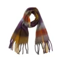 Warme dikke winter sjaal van imitatie mohair met kleurrijk ruitpatroon en franjes - Paars-Koffiebruin Ruitpatroon (58#) / 215x40cm
