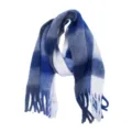 Dikke winter sjaal van imitatie mohair met een klassiek blauw en wit geblokt ruitpatroon - 215x40cm / Blauw & Wit
