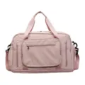 Large capacity pink travel bag with multiple zipper pockets for fitness and business trips - Pink