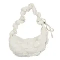 Minimalistische weiße Ruched-Cloud-Tasche mit glänzender Bubble-Textur und modischem Rüschenriemen - Perlmutt Beige