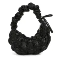 Modische schwarze Bubble Cloud Schultertasche mit einzigartigem gerafftem Design. - Perlmutt Hellschwarz