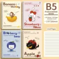 Set mit 4 B5-Spiralnotizbüchern mit niedlichen Frucht-Tier-Cartoons und linierten Innenseiten - Süßes Frucht-Tier (Zufällig) / B5 / 60 Blatt
