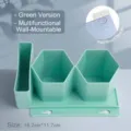Organisateur de bureau hexagonal mural vert menthe et porte-stylo avec adhésif - Porte-Stylo Hexagonal / Pièce Unique / Vert