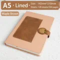 A5 Notizbuch aus Leder-Patchwork mit Magnetverschluss in Ahornbraun, 128 Blatt liniert - Ahornbraun