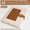 Eleganter A5 elfenbeinweißer Leder-Notizblock mit Magnetverschluss und braunem Patchwork - Elfenbein