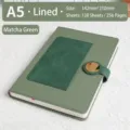 A5 Matcha-grünes Notizbuch aus Kunstleder mit Magnetverschluss und praktischer Fronttasche - Matcha-Grün