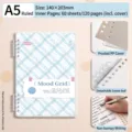 A5 Mood Grid Notizbuch mit blauem Karomuster, mattem PP-Einband und abnehmbaren Ringen - A5 / Klarer Himmel / 60 Blatt