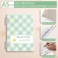 A5 MoodGrid grünes kariertes Ringbuch mit mattem PP-Einband und abnehmbaren Ringen - A5 / Süßes Schweigen Grün / 60 Blatt