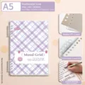 MoodGrid A5 plaid loose-leaf notebook with frosted PP cover and detachable rings for student - A5 / Full of Joy / 60 Sheets