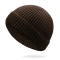 Berretto classico in maglia a coste marrone scuro per l'inverno stile corto caldo - Taglia Unica(55-60cm) / Caffè