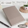 Retro-Notizbuch A5 aus khakifarbenem Leder mit 160 linierten Seiten für Büro und Schule - A5/80 Blatt / Khaki