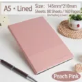 A5 Premium Retro-Notizbuch aus strukturiertem Leder in Pfirsichrosa mit 80 Blättern - A5/80 Blatt / Pfirsichrosa
