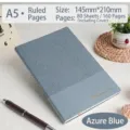 Retro himmelblauer A5 Leder-Notizblock mit Textur und 80 linierten Blättern für das Büro - A5/80 Blatt / Himmelblau