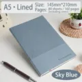 Cuaderno A5 premium rayado azul azur con tapa texturizada para oficina profesional - Patrón Geométrico (Azul Celeste) / A5 / 80 Hojas Por Paquete