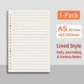A5 20-Loch liniert Loseblatt-Papier Nachfüllpackung 142x210mm für Ringbuch. - Liniertes Modell (80g Verdickt) / 20 Löcher / A5