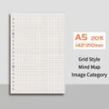 Hochwertiges A5 20-Loch Gitter-Loseblattpapier Nachfüllpack für Notizbücher 142x210mm - Karriertes Modell (80g Verdickt) / 20 Löcher / A5