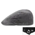 Vintage charcoal grey corduroy flat cap for men and women featuring adjustable snap closure - 56-59cm (Adjustable) / Medium Grey
