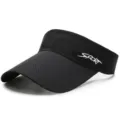 Black breathable mesh visor with SPORT print for tennis and outdoor sports - Adjustable (55-59cm) / Sport Style / Black