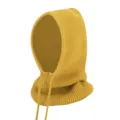 Mustard yellow winter thickened knitted hood balaclava with drawstring - One Size Adjustable / Yellow