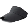 Adjustable black breathable mesh visor with long brim for tennis and outdoor sun protection - Adjustable (55-59cm) / Plain Style / Dark Gray