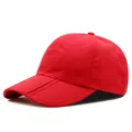 Red quick-dry sports baseball cap with foldable brim for outdoor sun protection - Adjustable (56-59cm) / Plain Style (Copper Buckle) / Red