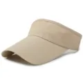Breathable khaki mesh sun visor cap with extended brim for outdoor tennis and sports - Adjustable (55-59cm) / Plain Style / Khaki