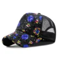 Fashionable black mesh trucker hat decorated with vibrant colorful sequins for women - Adjustable (55-59cm) / Colorful Sequins Style (Color 8)