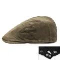 Classic vintage corduroy newsboy cap in brown featuring adjustable metal snap buttons. - 56-59cm (Adjustable) / Coffee Green